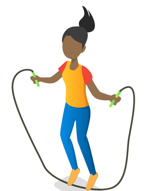 Cartoon style image of a girl skipping with a rope